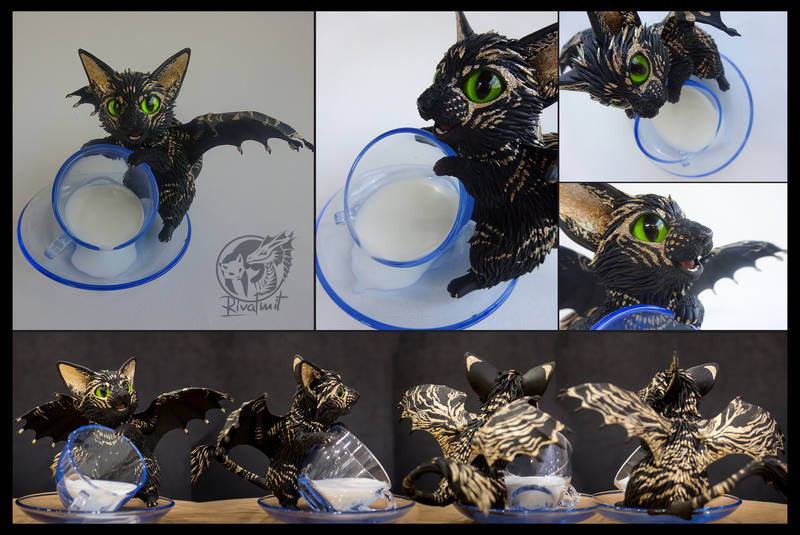 sculpture batkitty cat Sculptures Spilt milk: Batkitty #11 Rare dominant gold mutation Sculptures