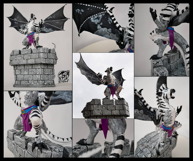 Awakening sculpture gargoyle zebra dragon