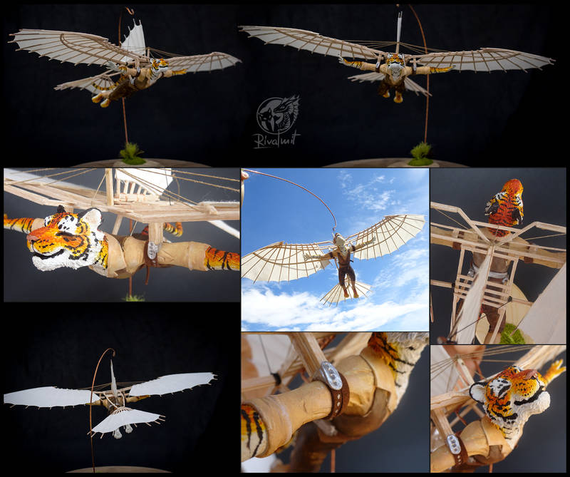 Arcanum - Soar on the memorys lost to time sculpture art tiger machine wings plane davinci