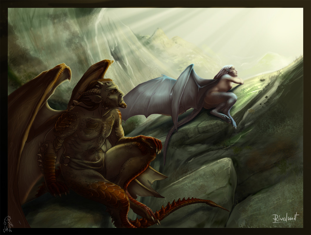 digital digital painting mythology fantasy dragon Waiting