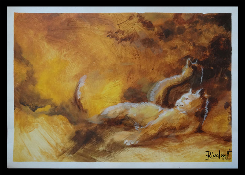 painting acrylic cat Paintings Waiting for you... Paintings