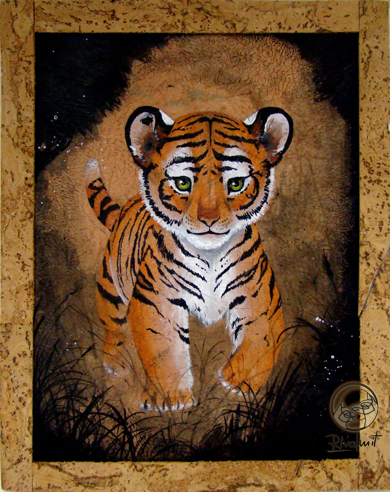tiger cub painting acrylic Paintings innocence  Paintings