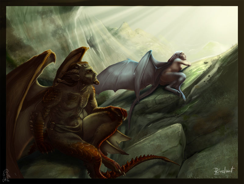 digital digital painting mythology fantasy dragon Digital Drawings Waiting Digital Drawings