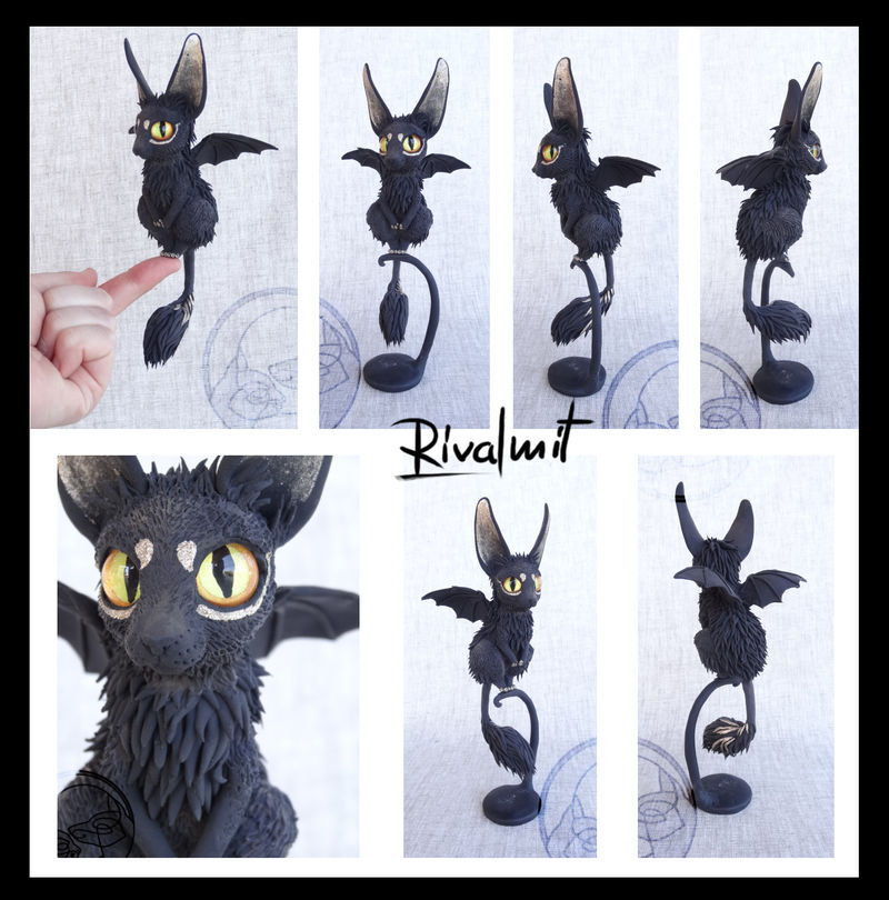 sculpture companion cat bat batkitty Sculptures Mini desk companion Bat kitty Sculptures