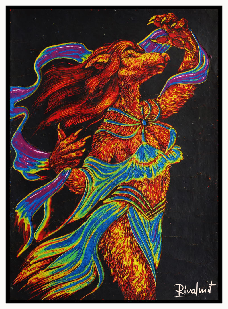 painting scratchboard dog canine anthropomorphic Paintings In Trance Paintings