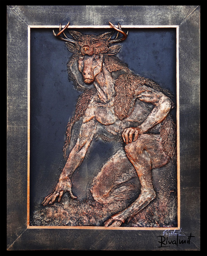painting 3d painting deer anthropomorphic sculpture Paintings The hunter Paintings
