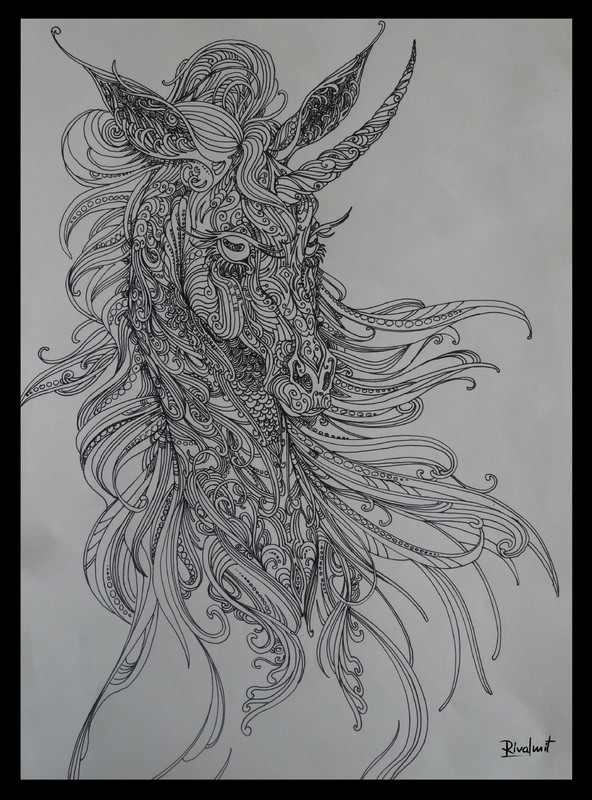 drawing unicorn gel pen lineart unicorn lines