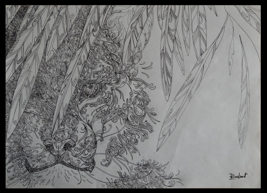 drawing tiger lineart gel pen Tiger lines