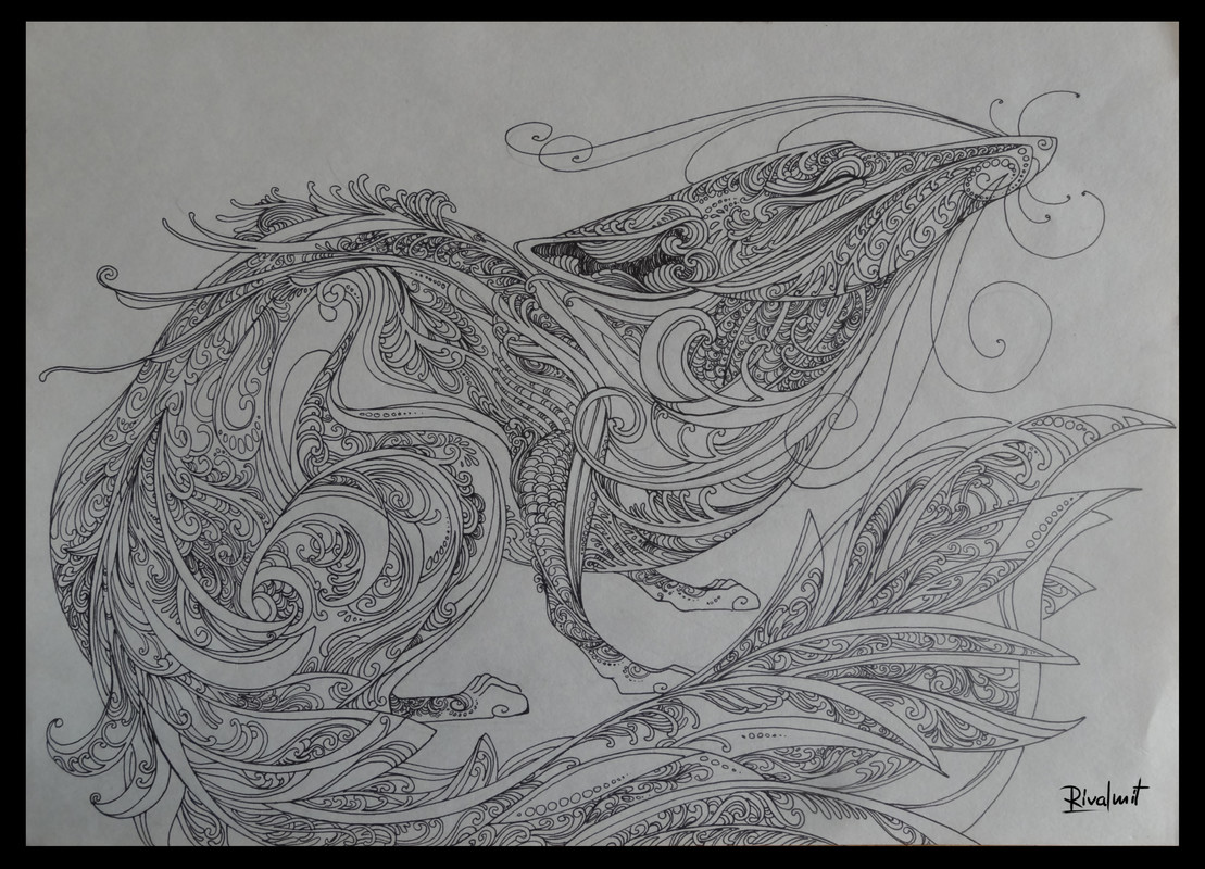 drawing gel pen fox lineart line fox
