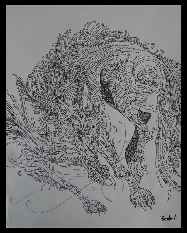 drawing fox gel pen lineart cunning fox 