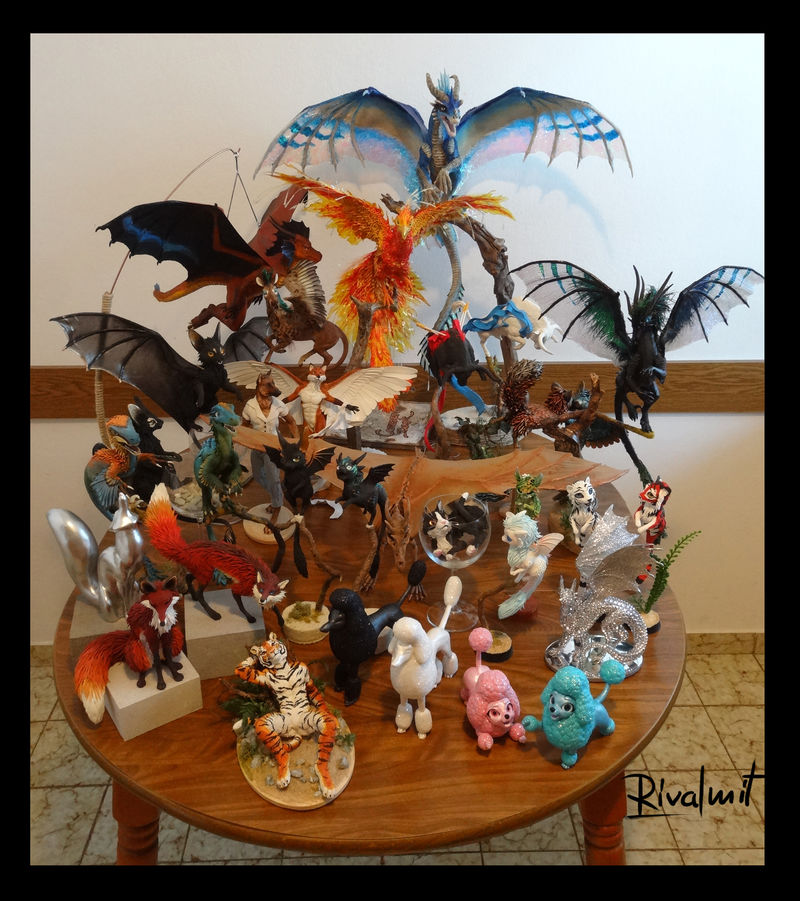 sculpture companion dog dragon cat poodle raptor phoenix bull deer batkitty fox tiger diamond skull Sculptures Group photo Sculptures