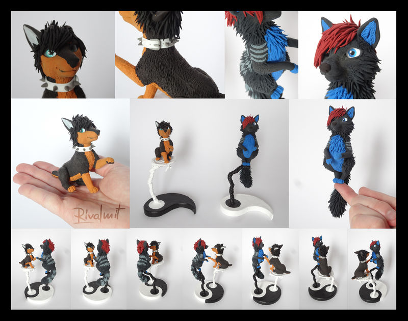 sculpture companion twin sculpture dog wolf Sculptures companion yingYang Twin2 Sculptures
