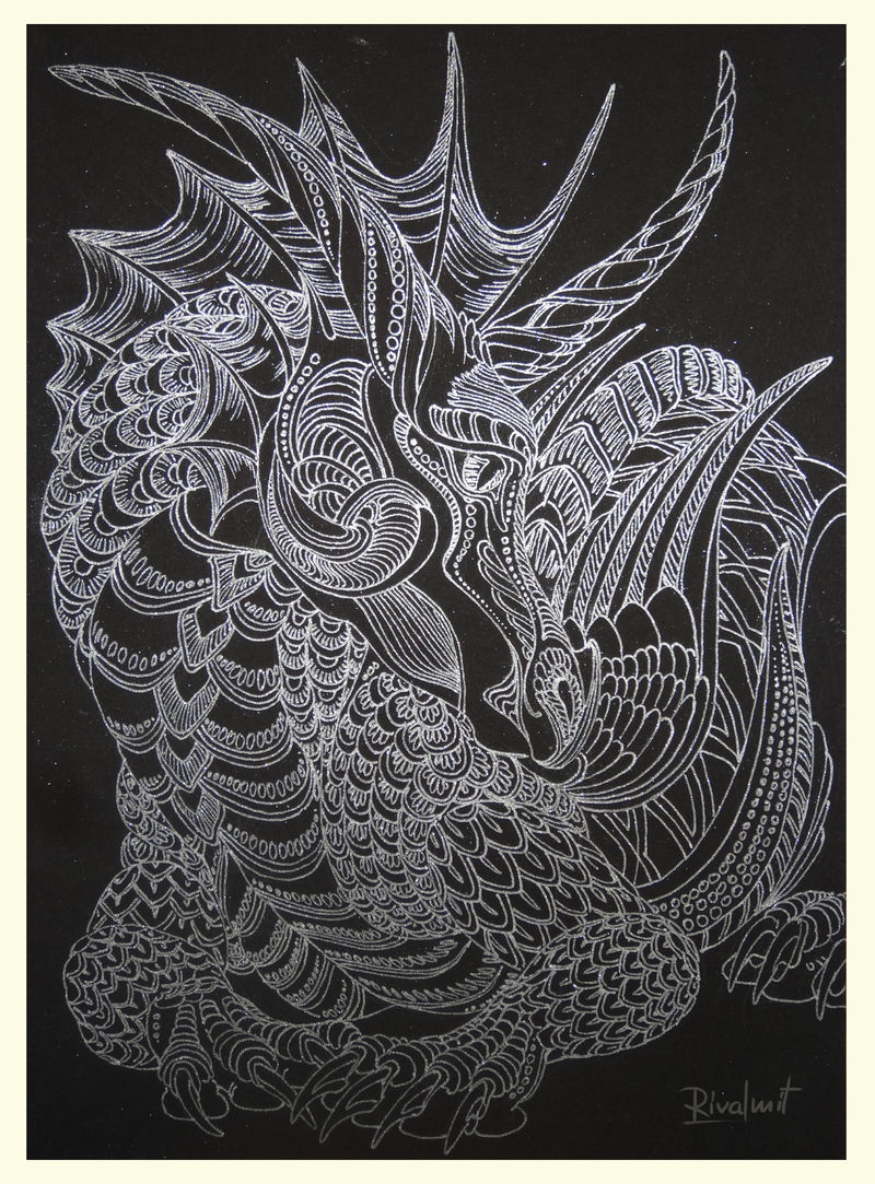 drawing dragon gel pen lineart Drawings Thoughts Drawings