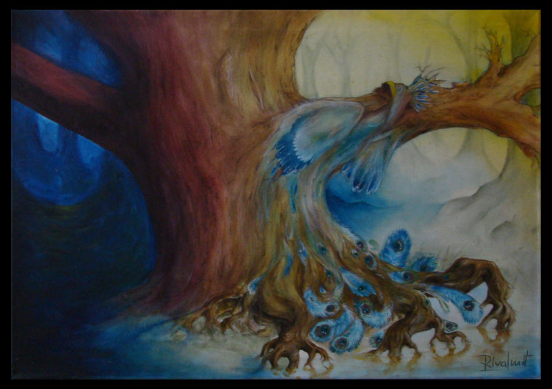 painting acrylic peacock forest Paintings Crossroads Paintings