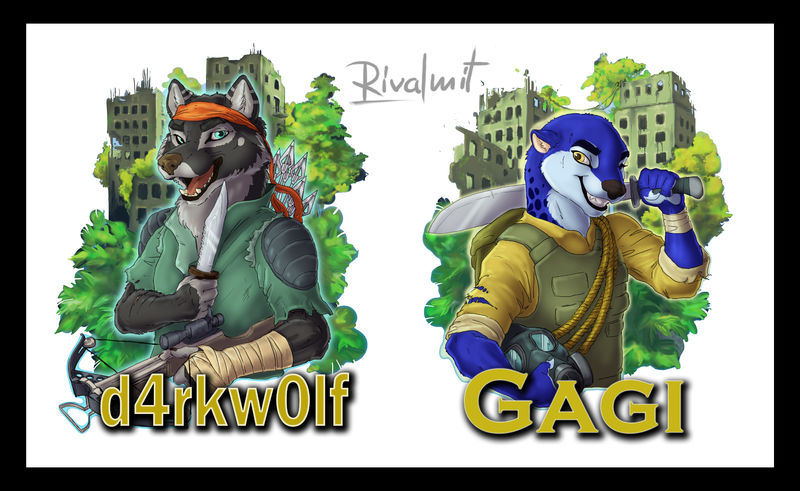 digital digital drawing badge wolf otter anthropomorphic Digital Drawings badges Digital Drawings
