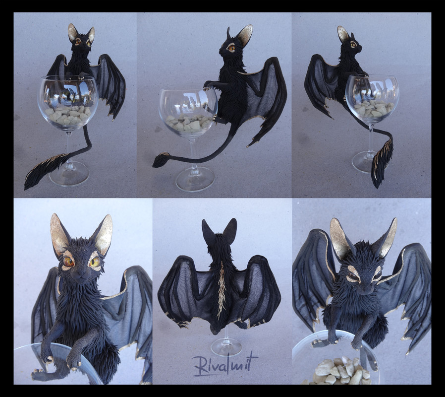 eurofurence 22 sculpture batkitty Batt-kitty on a glass
