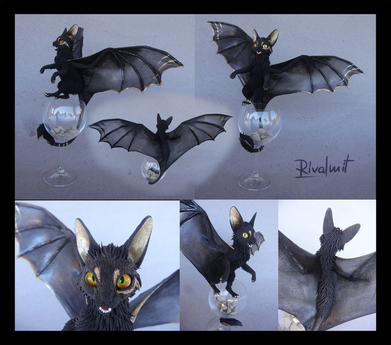 sculpture batkitty cat eurofurence 22 Sculptures Batt-kitty on a glass Sculptures