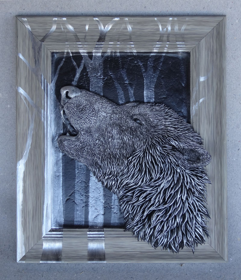 3d painting wolf Paintings Howling  wolf, song of the night Paintings