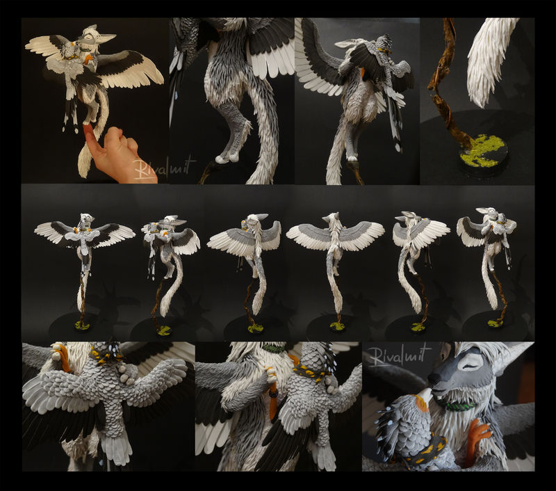 sculpture companion secretary bird monkey anthropomorphic twin sculpture Sculptures Secretary & drake  Companions Sculptures