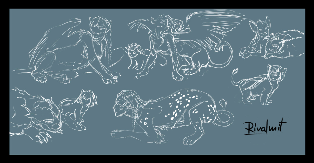 drawing sketches sphinx lion owl mythology Sketch dump