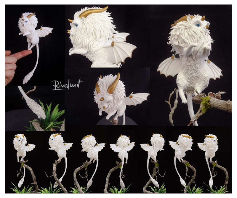 dragon sculpture companion white Sculptures Golden guardian Sculptures