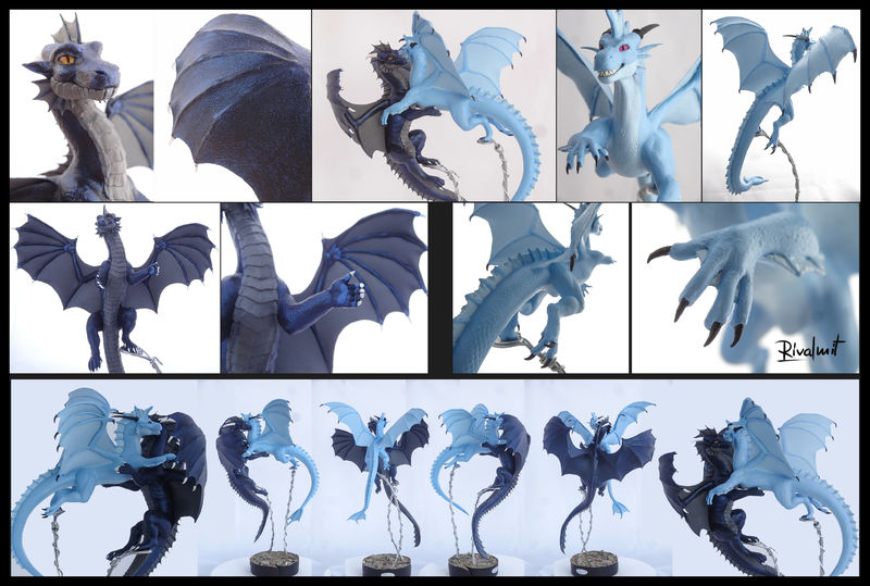 Karukuji and Nachtschwinge companions dragon sculpture companion commission