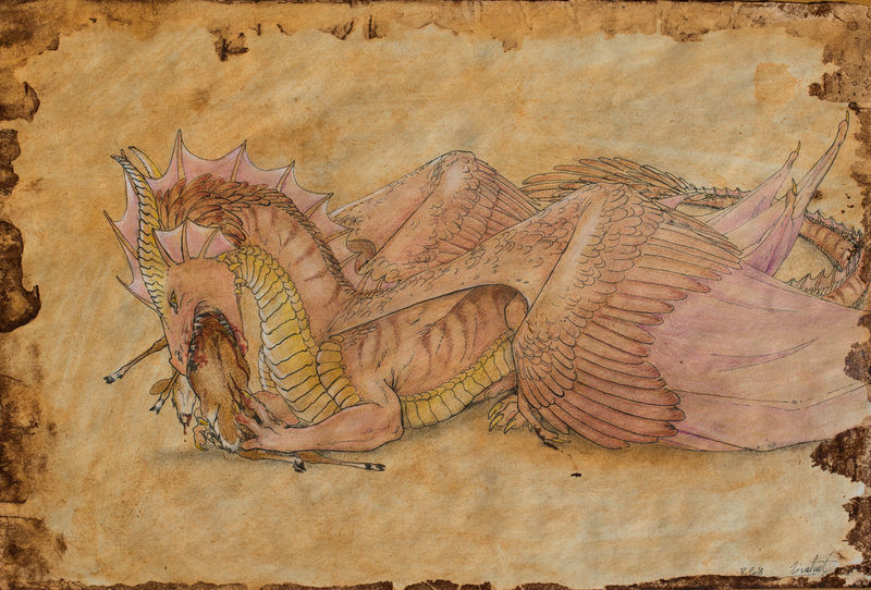 drawing dragon blood lineart watercolour Drawings The hunt Drawings