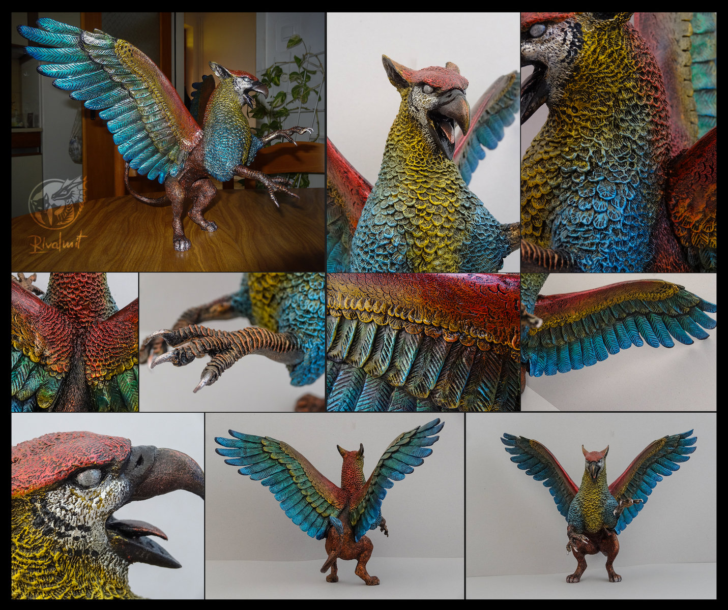 griffin gryphon bird mythology sculpture The colorful griffin 