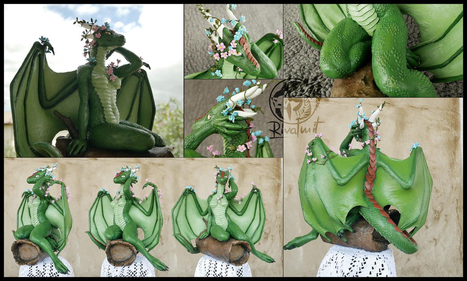 sculpture commission traditional dragon anthropomorphic Flower dragoness
