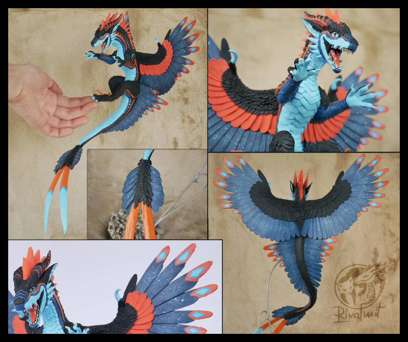 Sykress commissioned Companion sculpture companion dragon feather balaning art traditional