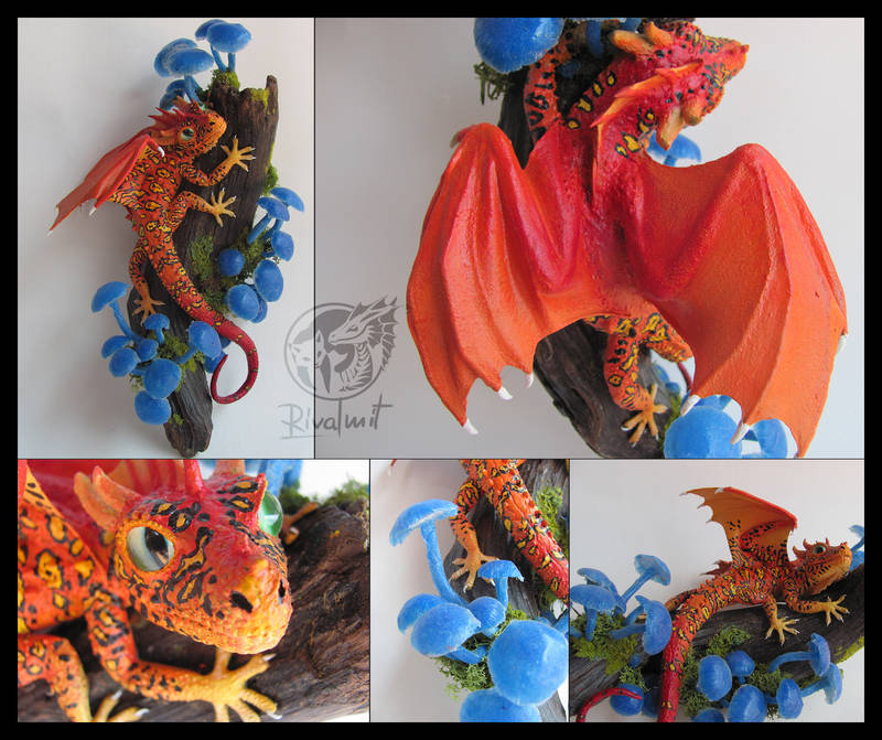 Secret from the depths of the bioluminescent Forest sculpture dragon geco mythology