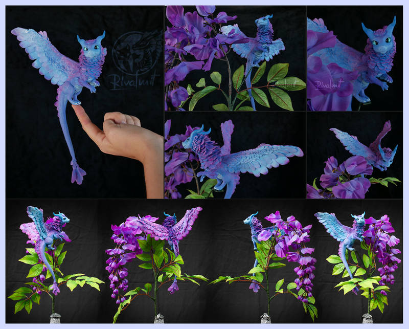 Flowgen Amethyst dragon sculpture dragon flower balancing ef25 companion furry art