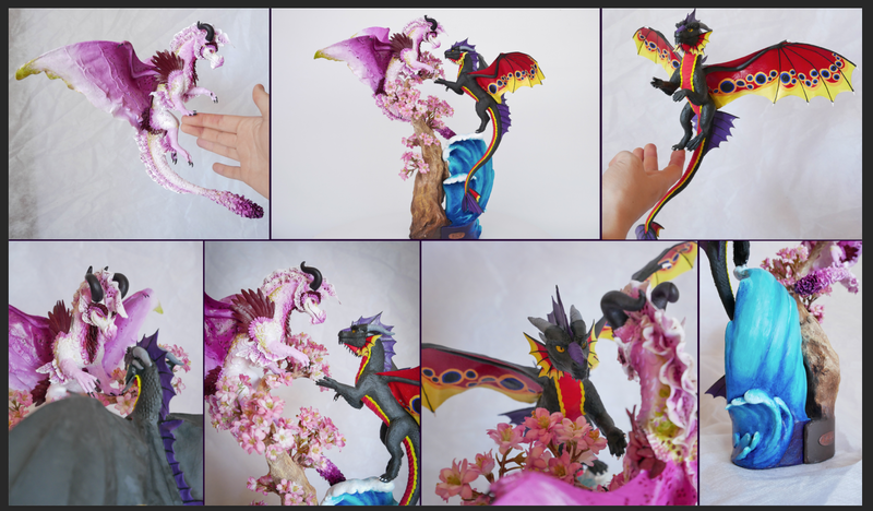 Unity dragon commission sculpture twin sculpture art