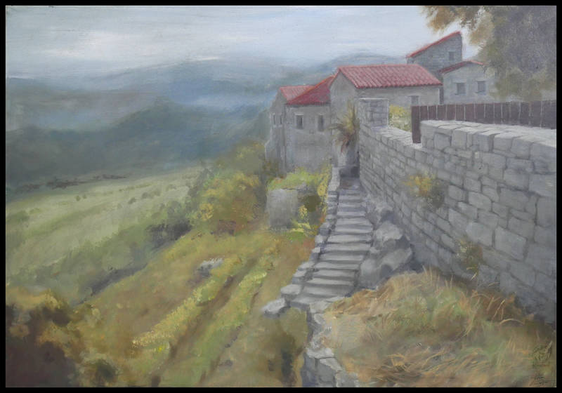 painting acrylic village stone istra Paintings Buzet Paintings