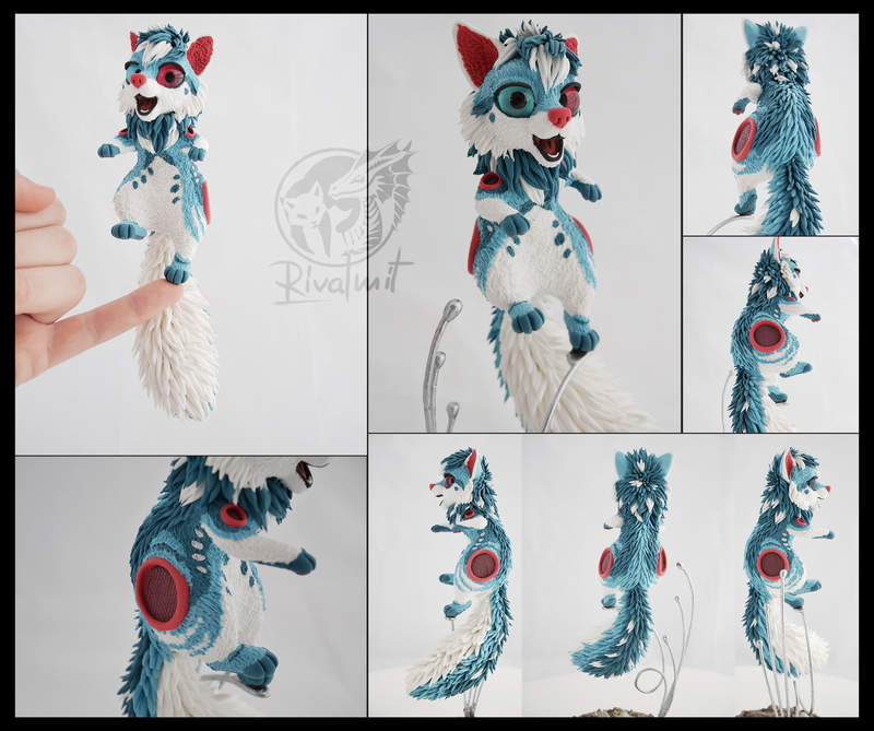 Jester commission sculpture companion balance wolf commission art