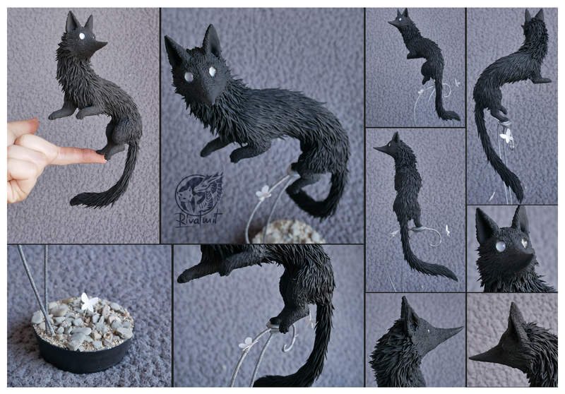 sculpture wolf companion balance Sculptures Black wolf companion commission Sculptures