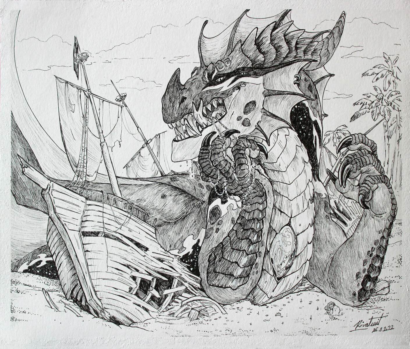 dragon drawing lineart Aetherios 