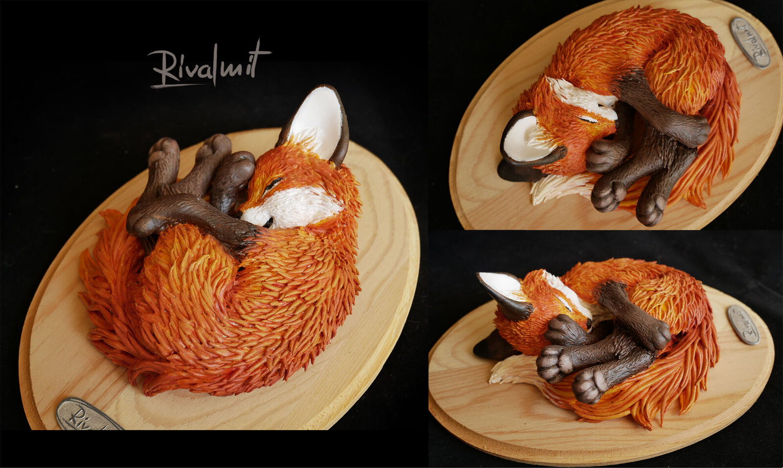 #sculpture fox Sleepy baby red fox