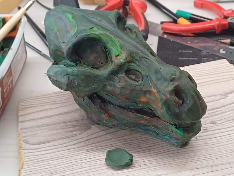 dragon skull art sculpture  Skull base
