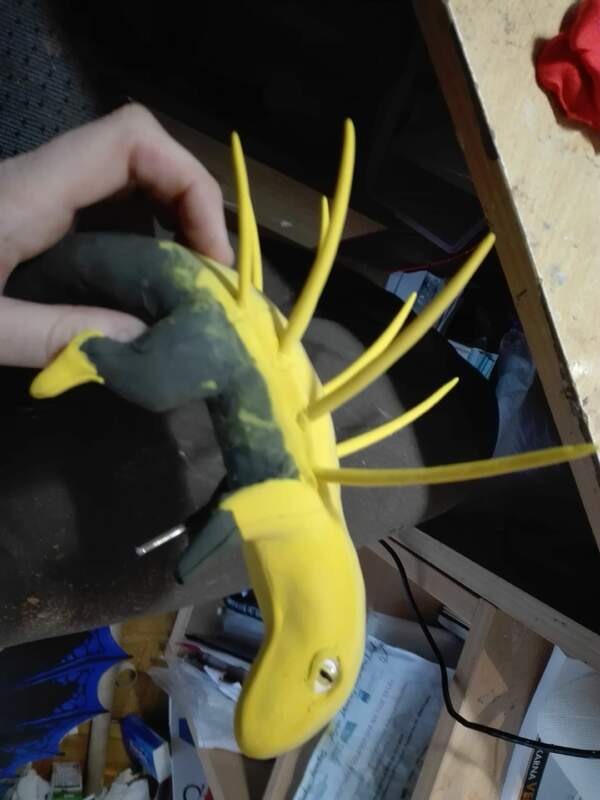 dragon companion sculpture balance ef25 eurofurence furry art banana fruit Dragon grows some spikey things
