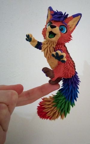 sculpture commission artwork fox furry balanced companion  Pur3Bolt