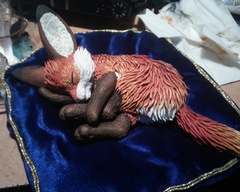Sleepying fox fox sculpture eurofurence ef26 baby clay traditional art