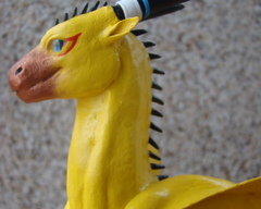 Cyrakhis companion sculpture commission artwork balanced companion yellow dragon male 