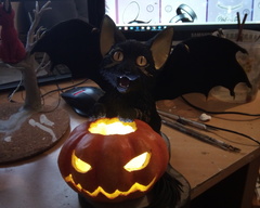 pumpkin batkitty #16 haloween sculpture cat batkitty pumpkin 